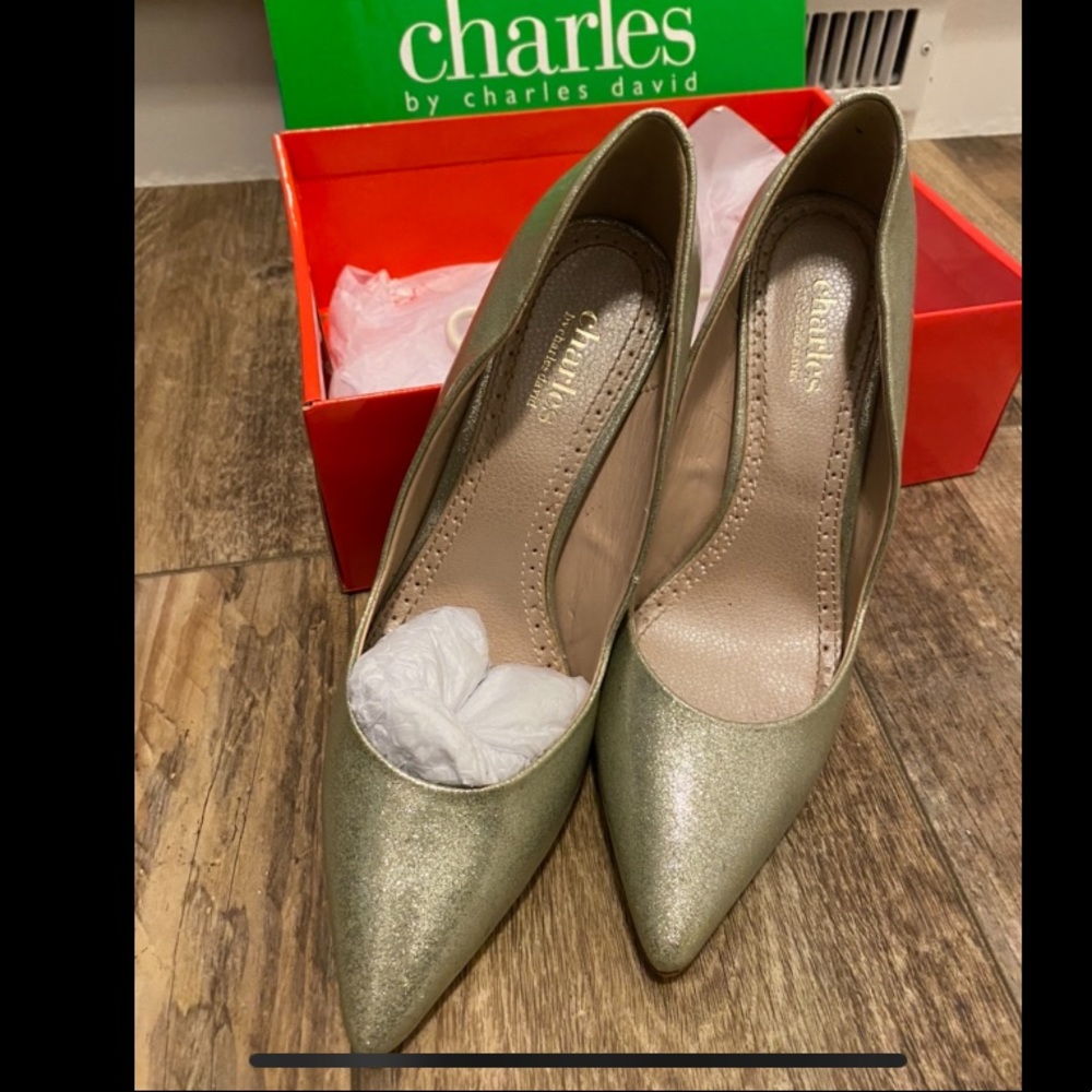 Charles by Charles David silver glitter heels Sz 8